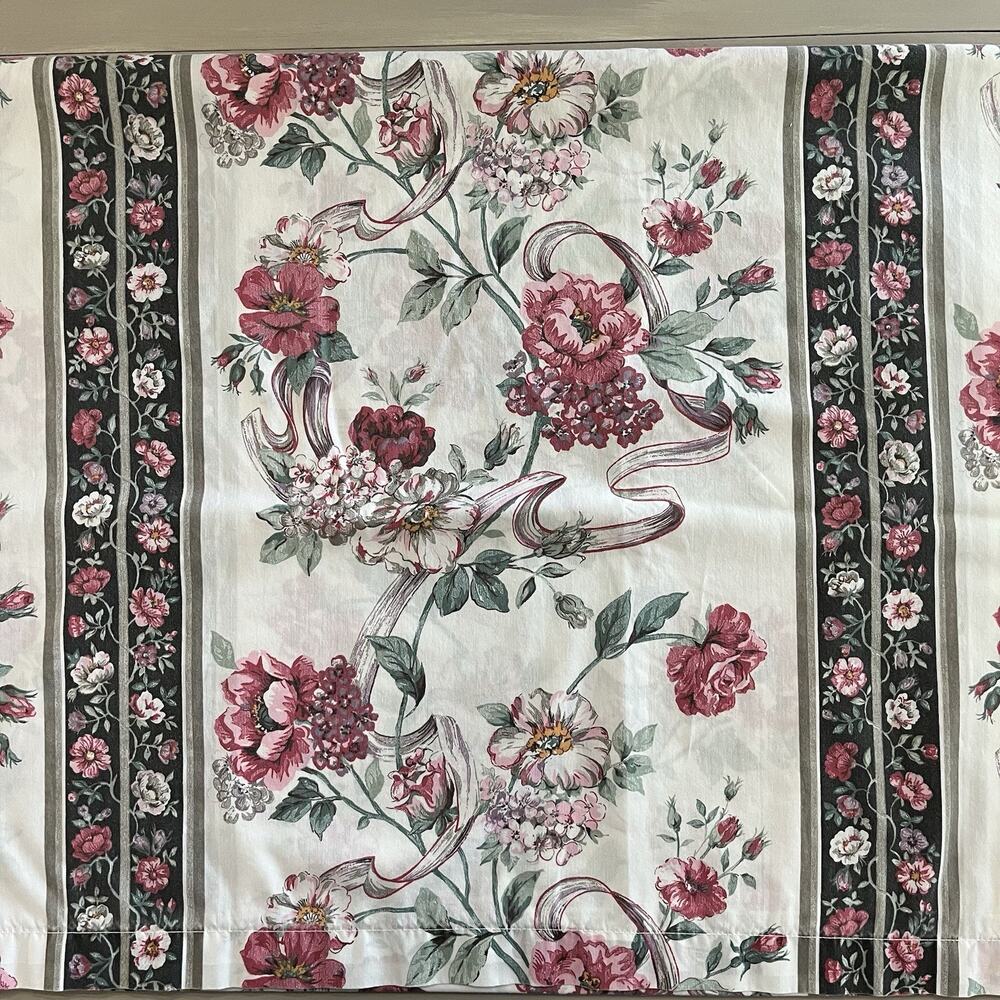 VTG Percale Thomaston Queen Flat Sheet & 2 Pillow Cases English Garden Floral - Picture 5 of 6